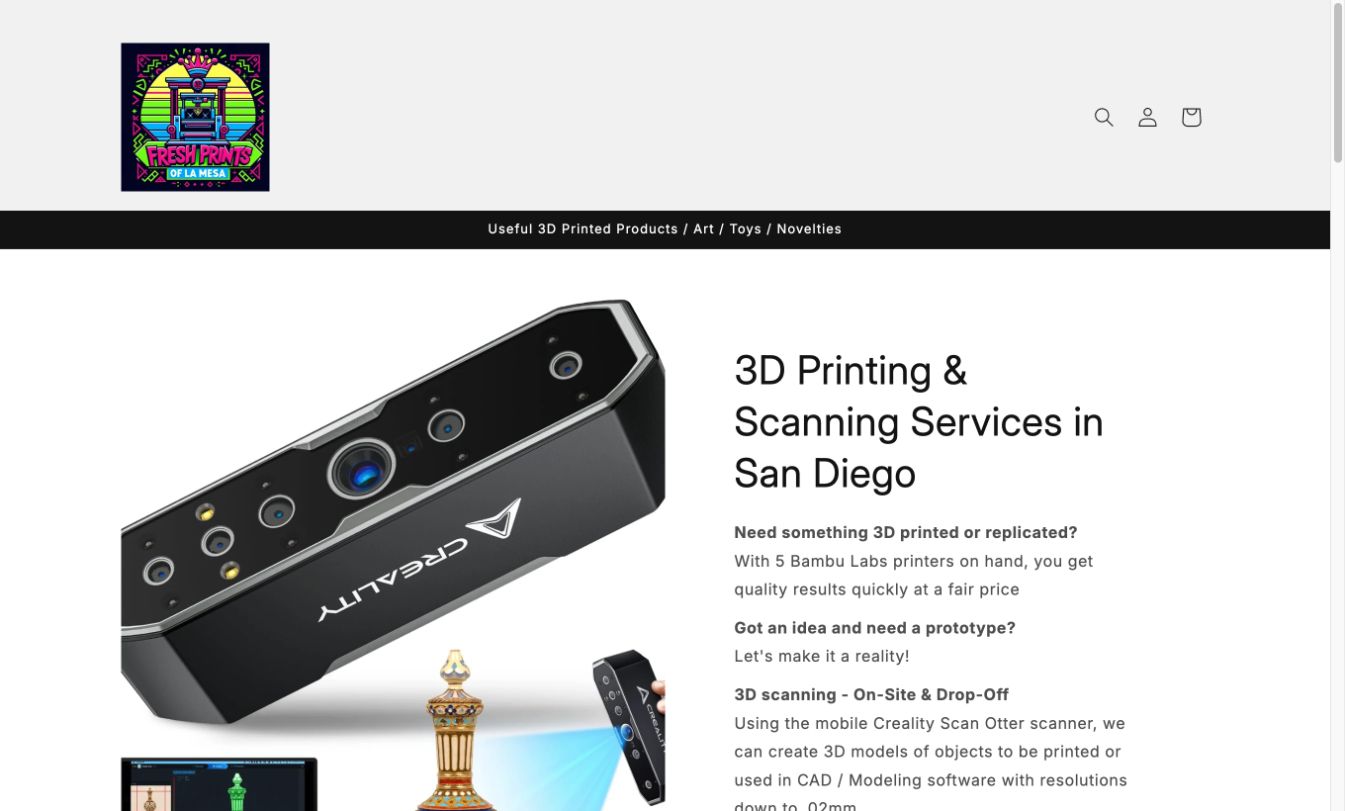 Fresh Prints of La Mesa website preview
