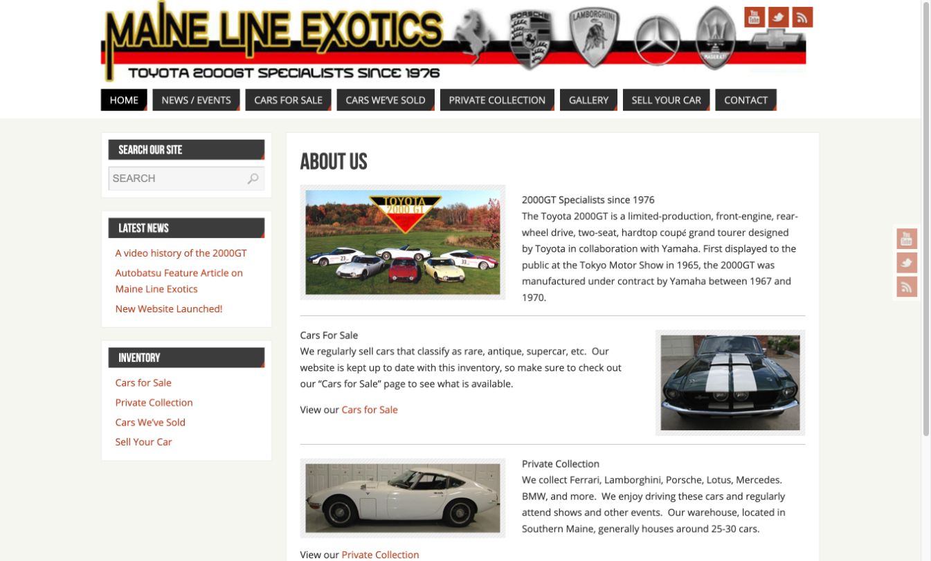 Maine Line Exotics website preview