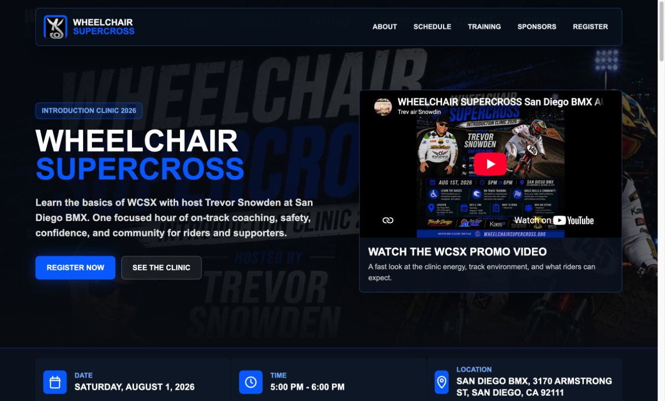 Wheelchair Supercross website preview